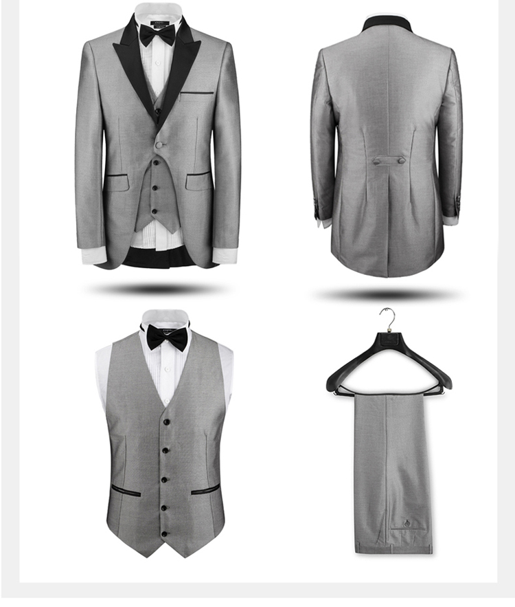 Nam tuxedo Suit tay áo Trình diễn Nhạc trưởng Trang phục Chú rể Váy cưới Ba mảnh Host Suit Nam đồ nam đẹp 2021