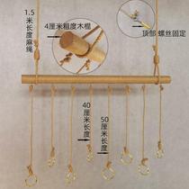 Clothes store hanging clothes hook is hanging solid wood wall display rack wall hanging hemp rope ring boom side hanging clothes rack