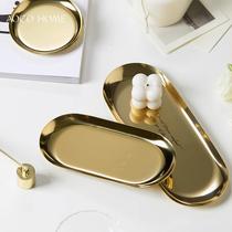 Metal stainless steel scented candle tray brass gold jewelry fragrance storage tray storage tray ornaments