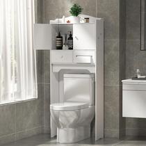 Bathroom toilet storage shelf above the toilet floor-standing toilet gap behind the toilet blocking storage cabinet