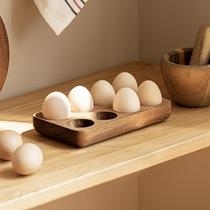 Egg storage tray Acacia wood Japanese solid wood egg tray kitchen household refrigerator creative breakfast egg box