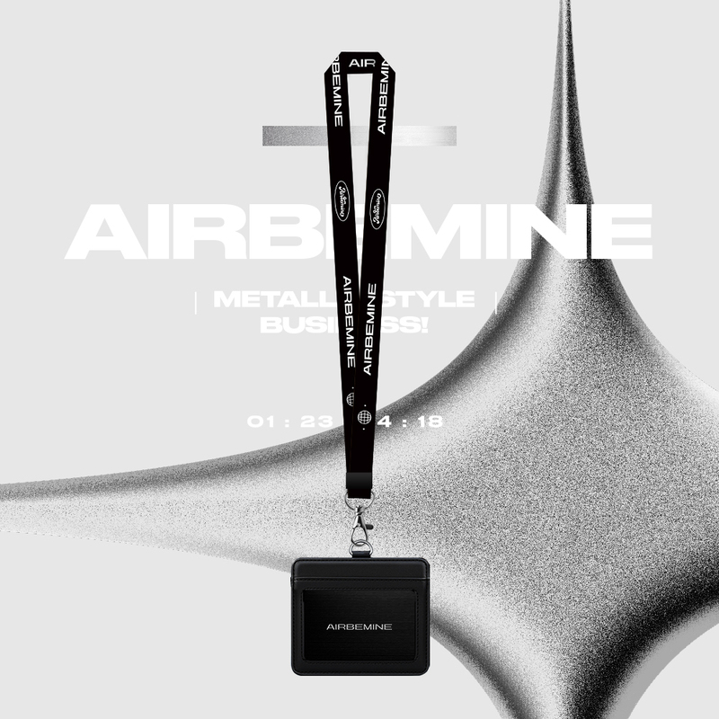 Airbemine Three-Dimensional Metal Silver-Embossed Black Leather Card Holder Genuine Leather Badge Holder with Lanyard Card Case Accessory Airbemine Three-Dimensional Metal Silver-Embossed Black Leather Card Holder Genuine Leather Badge Holder with Lanyard Card Case Accessory