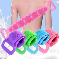 Silicone bath towel double-sided long handle bath towel pull back strip bath towel bath mud towel