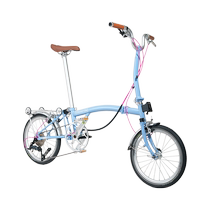 CRANSTON R9 Max 北冰蓝 M把 S把9速16寸复古轻便小布折叠自行车