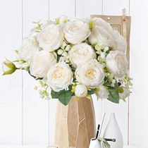 Artificial Flowers Fake Silk White Peonies Used for Home Roo