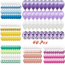 40Pcs Set 12inch Mix Blue Rose Gold Confetti Latex Balloon F