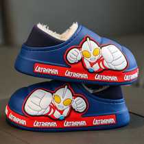 Ultraman winter childrens bag-heeled cotton shoes for boys and girls waterproof outer wear for large medium and small children warm baby cotton slippers
