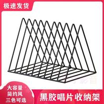 Vinyl record storage rack minimalist electroplated iron LP triangle desktop magazine book stand TV cabinet display rack