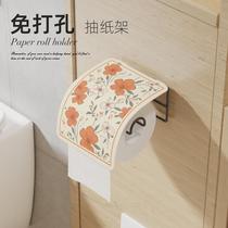 Fresh flowers ins bathroom roll paper holder roll paper box punch-free tissue box paper holder toilet toilet wall