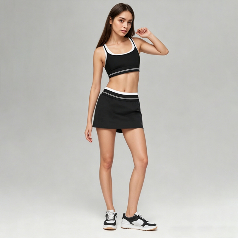 European and American Style Two-Piece Sports Suit for Women 2026 New Model, Beautiful Back, Supportive, Shockproof Yoga Training Wear, Seamless Nude Spandex Cotton