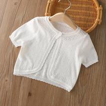 Girls air-conditioned shirt thin childrens shawl summer outer wear for baby girls baby knitted cardigan air-conditioned room jacket