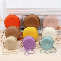 1PCS Round Cake Woven Grass Woven Bag for Children Baby Trav