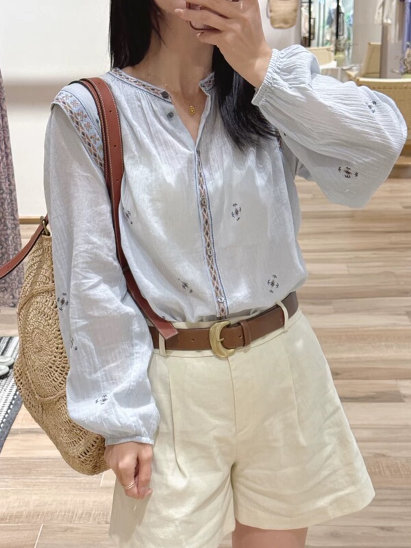 【Correct Original】Bas Baan New Summer Bohemian Embroidered Cotton Shirt Top 1E26Dali 【Correct Original】Bas Baan New Summer Bohemian Embroidered Cotton Shirt Top 1E26Dali