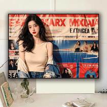 Beauty newspaper background framed hanging painting two-dimensional girl e-sports room dormitory mural boys and girls bedroom decoration painting