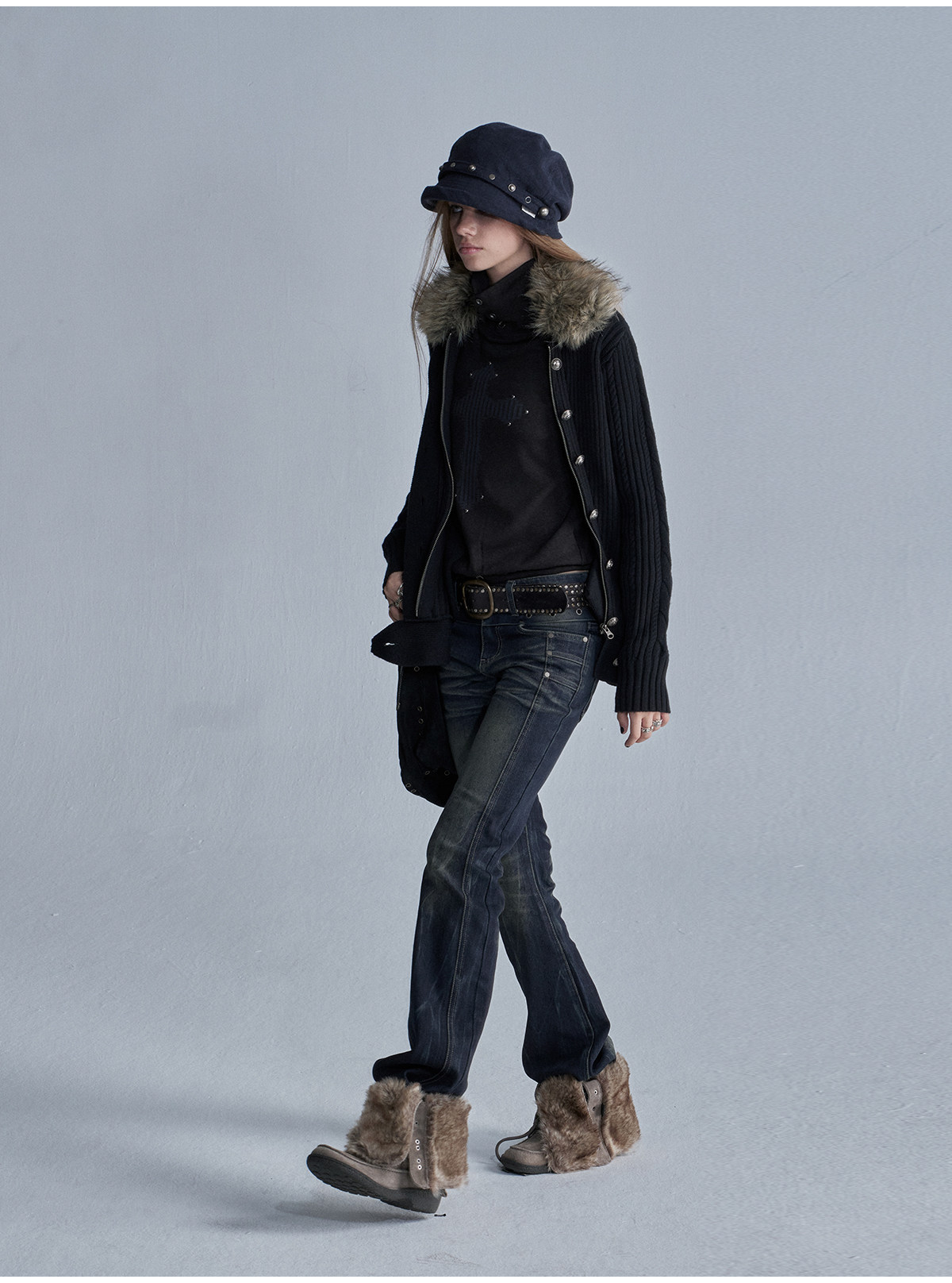 wear And tear Asymmetric Cable-Knit Zip Cardigan