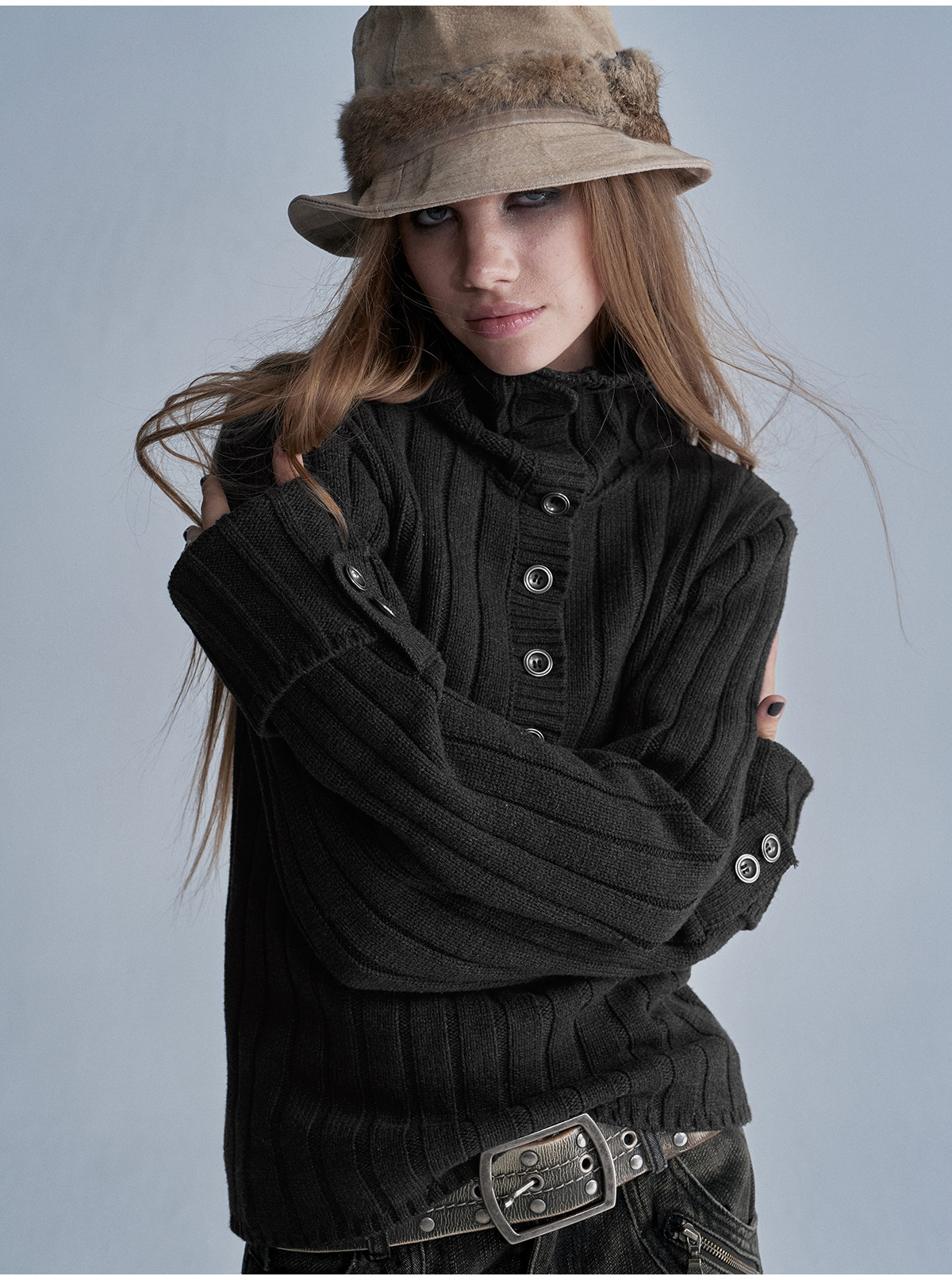 wear And tear Two-Way Turtleneck Ribbed Sweater