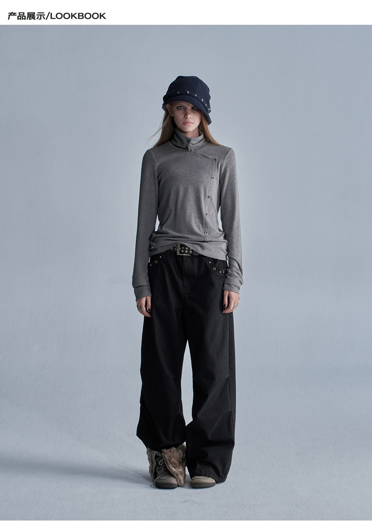 wear And tear High-Neck Button-Trim Long-Sleeve Tee