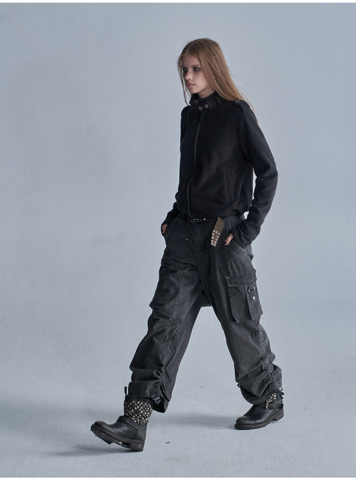 wear And tear Loose Fleece Drawstring-Hem Cardigan Jacket