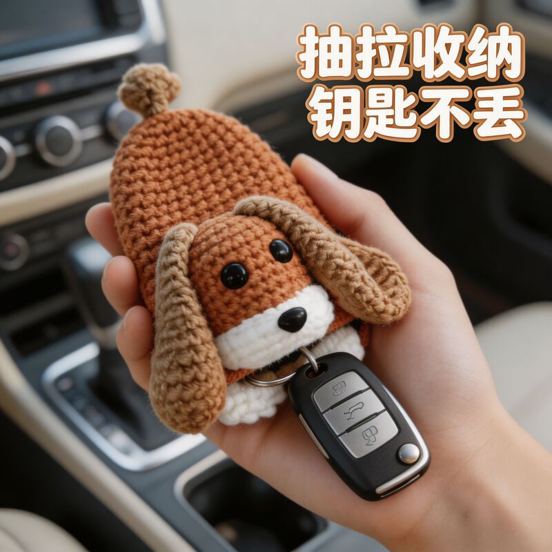 Special Deal on Yiwu Surplus Goods: Dori Bear Handmade Crochet Key Bag Storage Protective Cover, Cheap for Street Vending