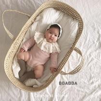 ins baby woven basket sleeping basket newborn portable basket car portable baby cradle bed photo straw basket