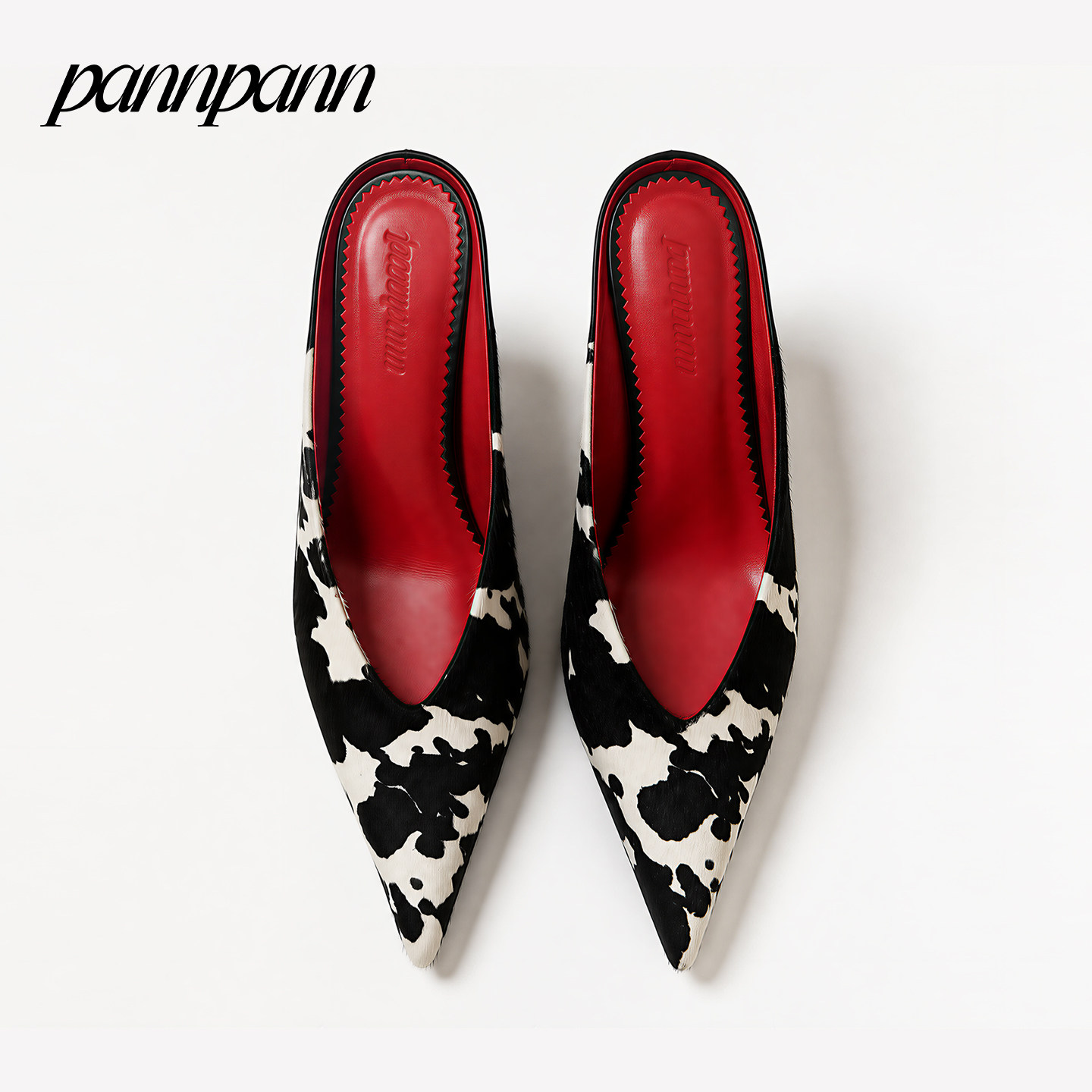 PANNPANN Pointed Toe Retro Stiletto Heeled Mules in Zebra Print, Spotted Color (Faye) [In Stock]