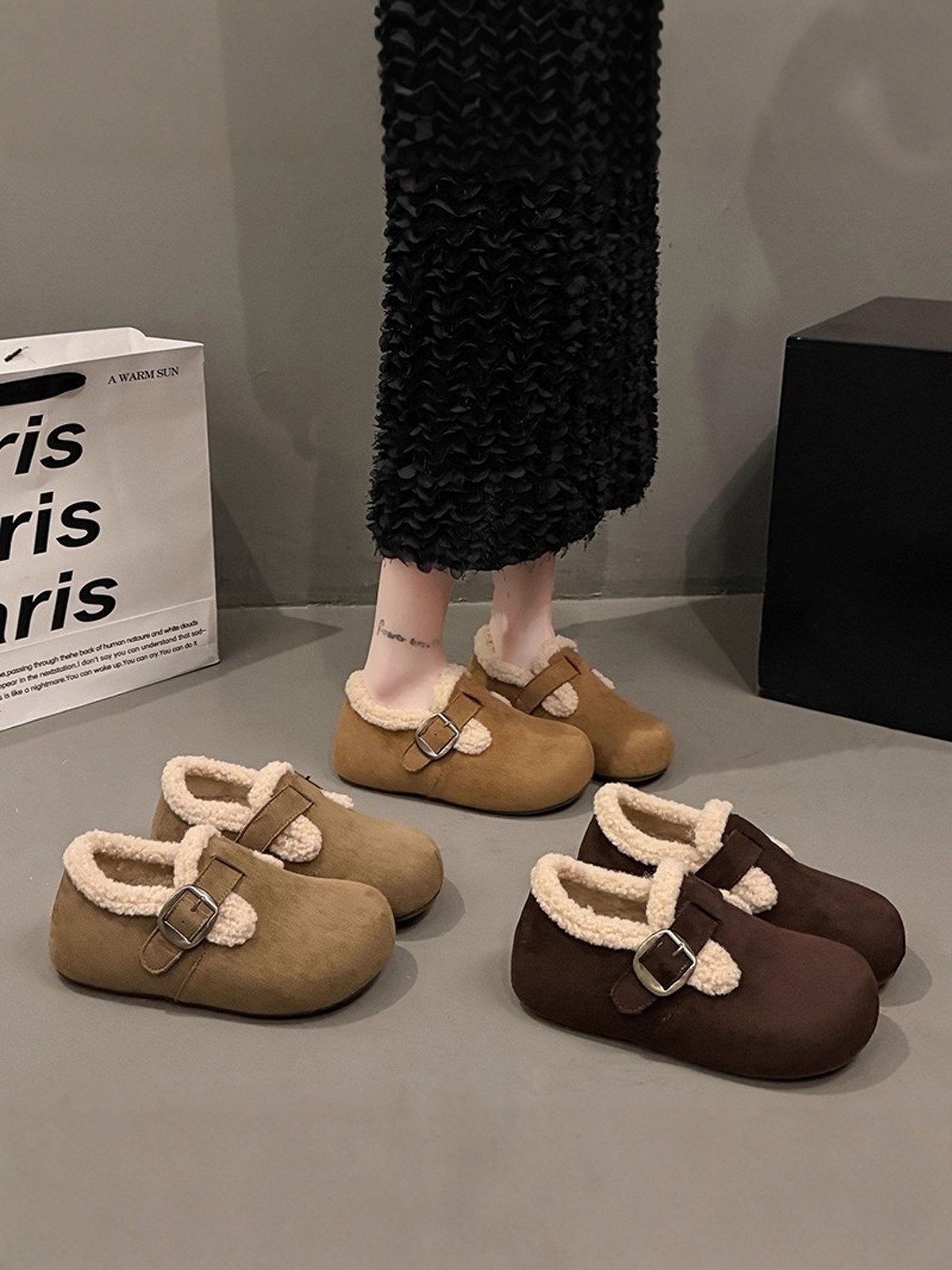 Girls' Fleece-Lined Birkenstock Shoes 2025 Winter New Waterproof Non-Slip Lamb Wool Northeast Cotton Shoes Children's Snow Boots