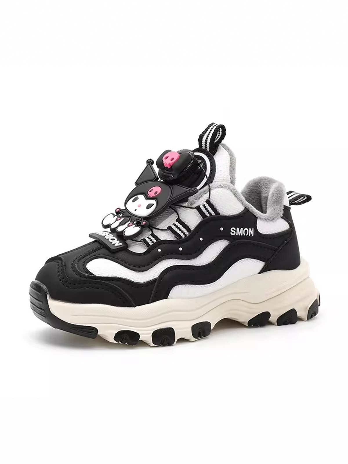 Kuromi Rotating Button Dad Shoes Girls' Sneakers 2026 New Winter Children's Fleece-Lined Running Shoes