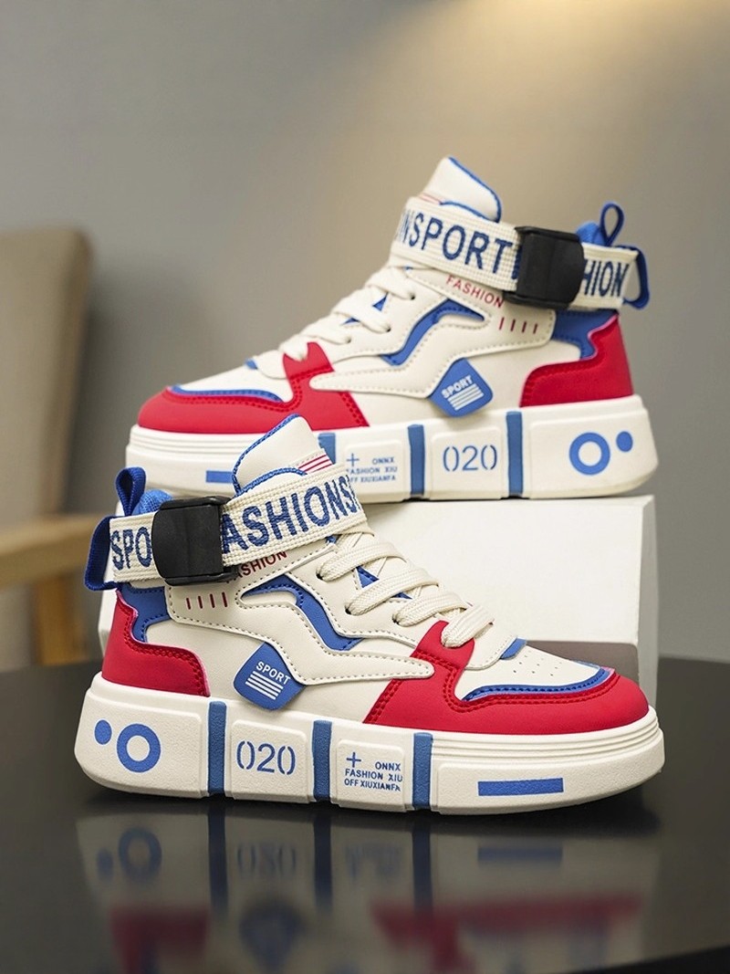 Children's Sports Shoes 2026 New Winter High-Top Sneakers for Boys, Boys' Medium and Large Children's Fleece-Lined Versatile Casual Cotton Shoes