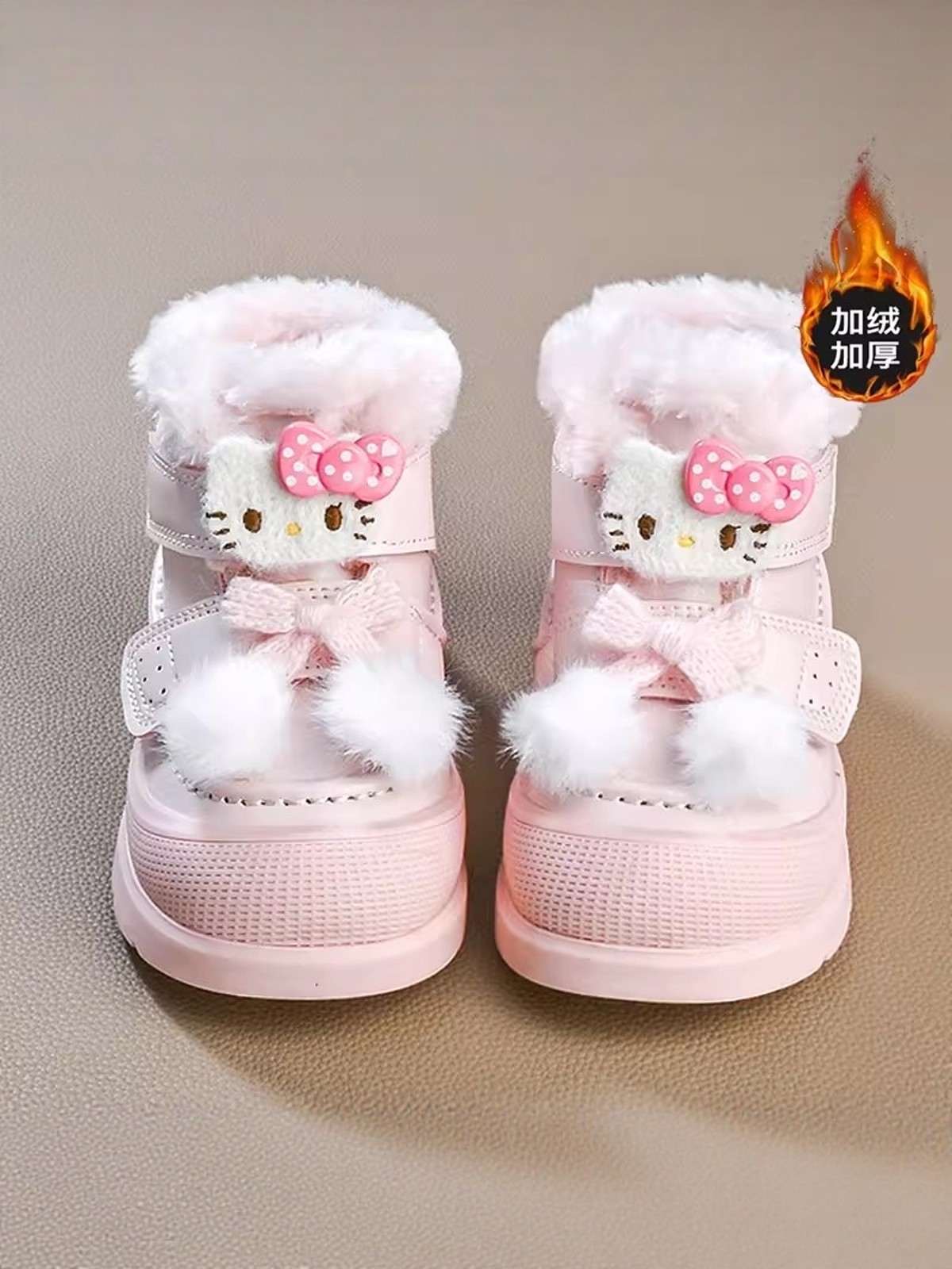 Girls' Snow Boots 2025 New Winter Warm Cotton Shoes for Girls, Cute Fleece-Lined Cotton Boots for Children, Non-Slip for Young Children