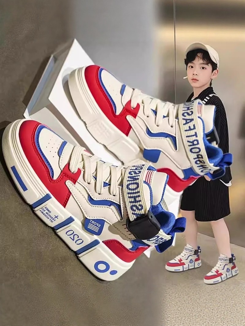 Children's Sports Shoes 2026 New Winter High-Top Sneakers for Boys, Boys' Medium and Large Children's Fleece-Lined Versatile Casual Cotton Shoes