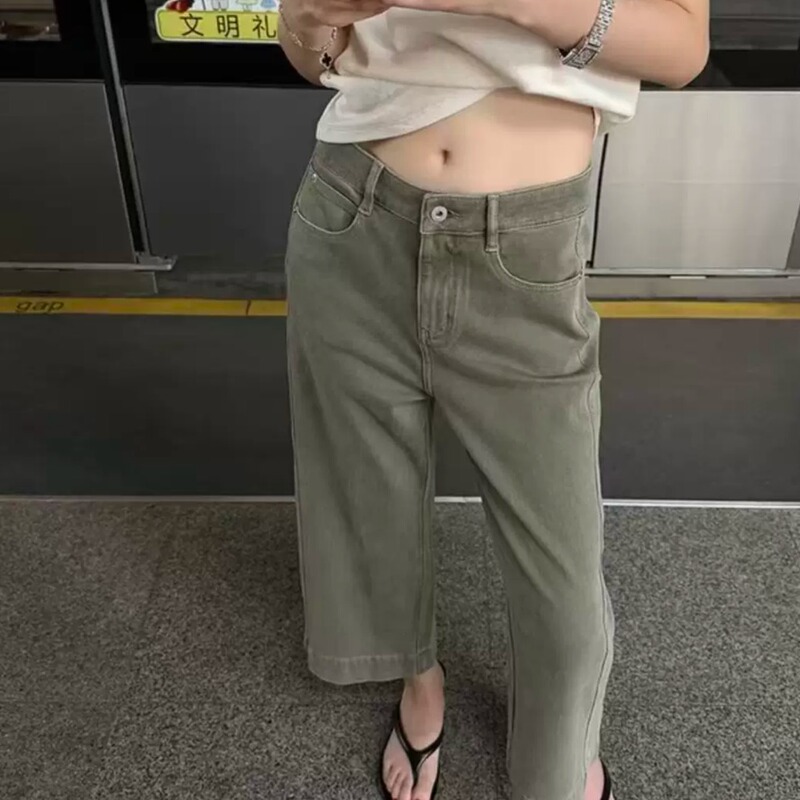 High-Waisted Straight-Leg Cropped Jeans for Women, Summer Four-Way Stretch Retro Casual Pants, Slimming, Versatile, and Leg-Lengthening High-Waisted Straight-Leg Cropped Jeans for Women, Summer Four-Way Stretch Retro Casual Pants, Slimming, Versatile, and Leg-Lengthening