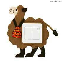 New fabric switch sticker childrens room cartoon cute embroidery three-dimensional handmade single switch socket frame protective cover