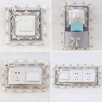 Switch protective cover frame wall decoration living room wall bedroom creative socket patch fabric lace simple
