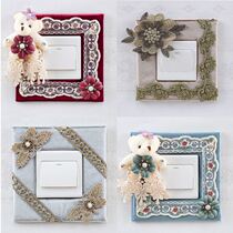European switch sticker fabric living room lace 3D three-dimensional modern Chinese luxury switch protective cover wall dustproof