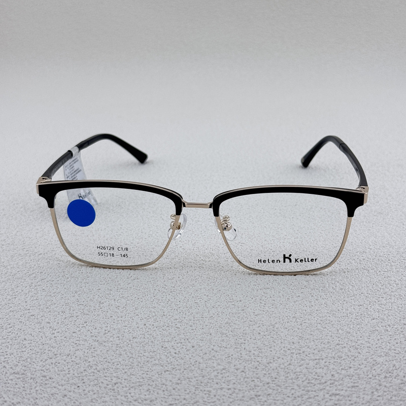 Helen Keller Half-Frame Myopia Glasses Frame Ultra-Light Unisex Optical Eyeglass Frame with Blue Light Blocking Lenses H26129