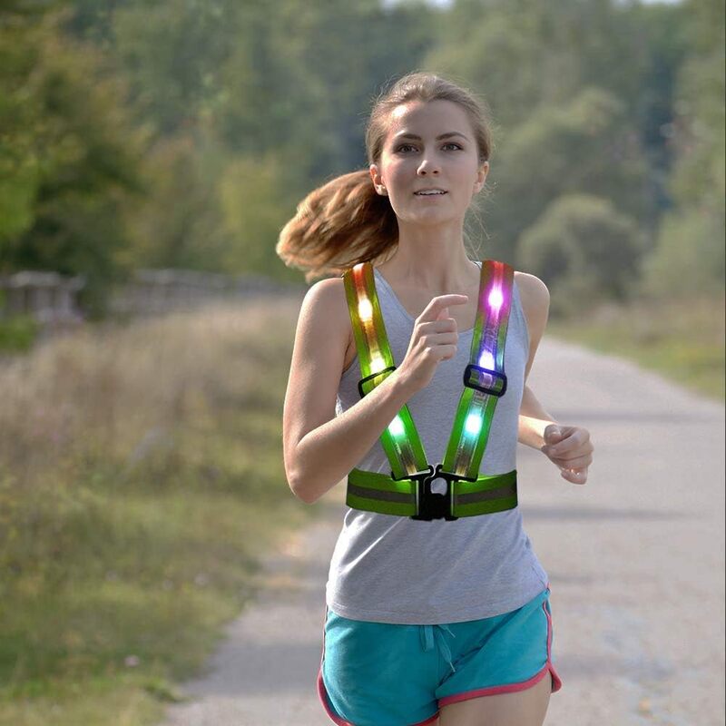Reflective Warning Vest for Cycling and Night Running, Protective Safety Outdoor Harness, USB Rechargeable Led Light-Up Vest