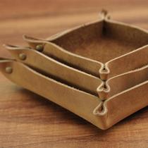 Personalized Leather Valet Tray Folding Storage Tray Key C