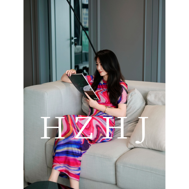Hzhj Original Designer Colored Candy Dress Whitening and Slimming Look High-End Western Style Show Style 2027 Hzhj Original Designer Colored Candy Dress Whitening and Slimming Look High-End Western Style Show Style 2027