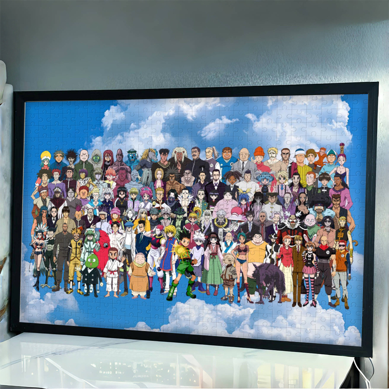 Full-Time Hunter Anime Family Portrait Puzzle with Frame, 1000 Pieces, Anime Merchandise, Birthday Gift, Adult Decoration