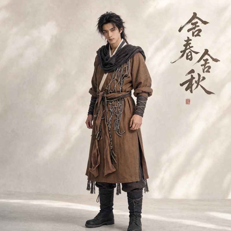 Original by Shechun Sheqiu【Yi】Ming Dynasty and Tang Dynasty Style Cotton and Linen Men's Hanfu Martial Arts And江湖 (Jianghu) Clothing for Film and Stage Performances