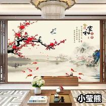 New Chinese style peony flower and bird TV background wall 5d mural 8d home and living room atmospheric wallpaper three-dimensional film and television wall covering