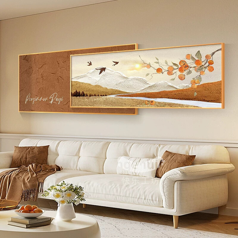 Decorative Paintings Suitable for Large White Walls, Landscape Paintings, High-End and Elegant Sofa Background Wall Hangings, 2025 New Models