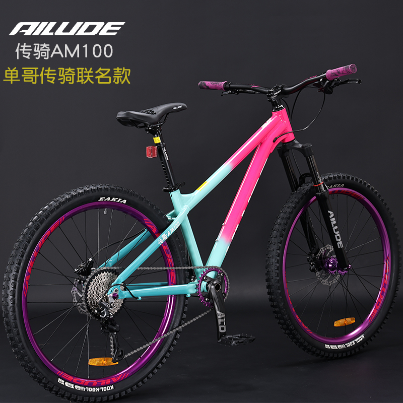 Ailude Mountain Bike with Single-Speed Gear, Oil Brake, Street Performance Hub with 120 Clicks, Off-Road Bike
