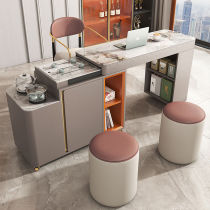 Light luxury slate mobile tea table simple and modern home balcony retractable tea cart small apartment Kung Fu tea table and chair combination