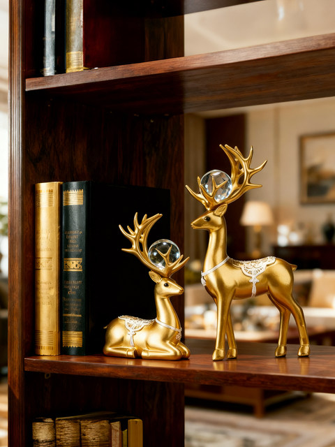 A Deer Brings Wealth Wine Cabinet Decoration Ornament for Living Room 2026 New Model Light Luxury High-End Entrance Hall New Chinese Style Housewarming New Home