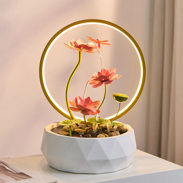 Modern Water Feature Circulating Water Gift for Best Friend Moving House Opening Gift Housewarming Gift Entrance Hall Tv Cabinet Lotus