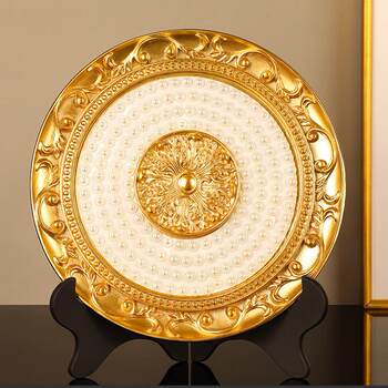 Golden Jade Abundance Round Ornament, Light Luxury High-End Decoration for Entryway, Living Room, Tv Cabinet, Wine Cabinet, High-End Feel, 2025 New Model