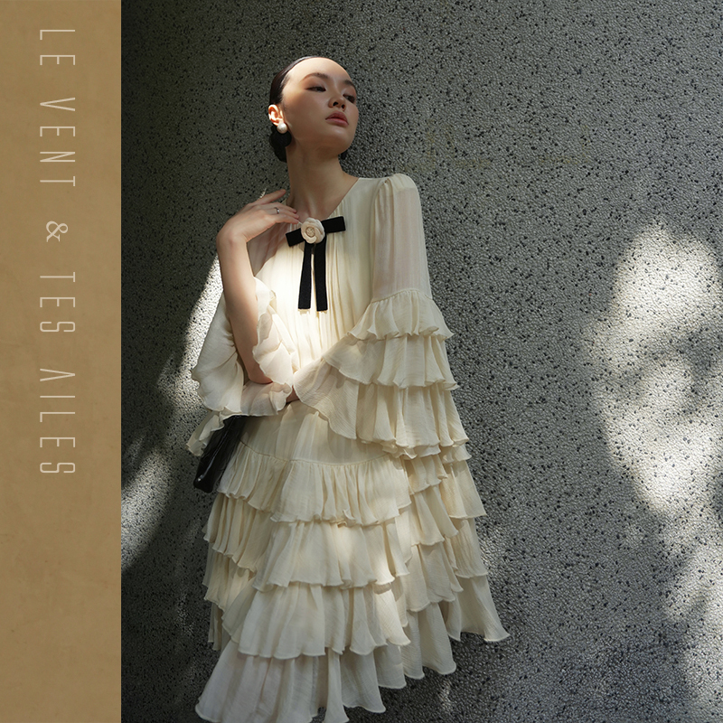 Le Vent&Tes Ailes ·Chanson· French-Style Luxury 100% Rayon Elegant and Classy Dress Le Vent&Tes Ailes ·Chanson· French-Style Luxury 100% Rayon Elegant and Classy Dress
