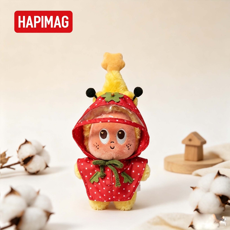 Japanese Hapimag Red Polka Dot Raincoat Star Character Little Bee Bag Pendant Keychain Birthday Gift for Women Japanese Hapimag Red Polka Dot Raincoat Star Character Little Bee Bag Pendant Keychain Birthday Gift for Women