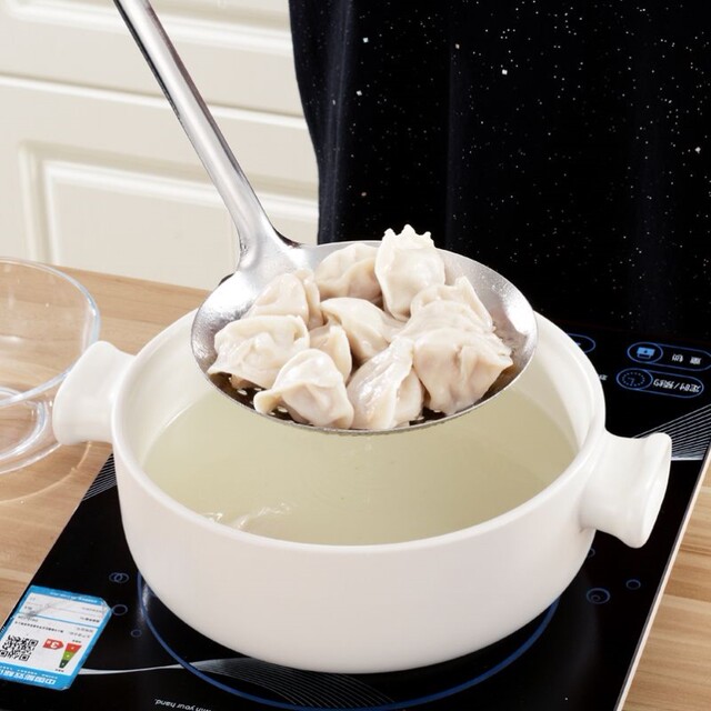 Household Long-Handled Thickened Large Stainless Steel Skimmer for Noodles, Dumplings, and Fried Food, Kitchen Utensil